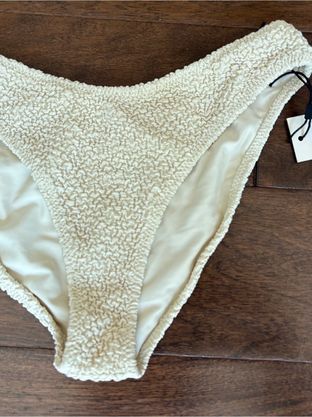 Montce Cream Textured Bikini Bottom
